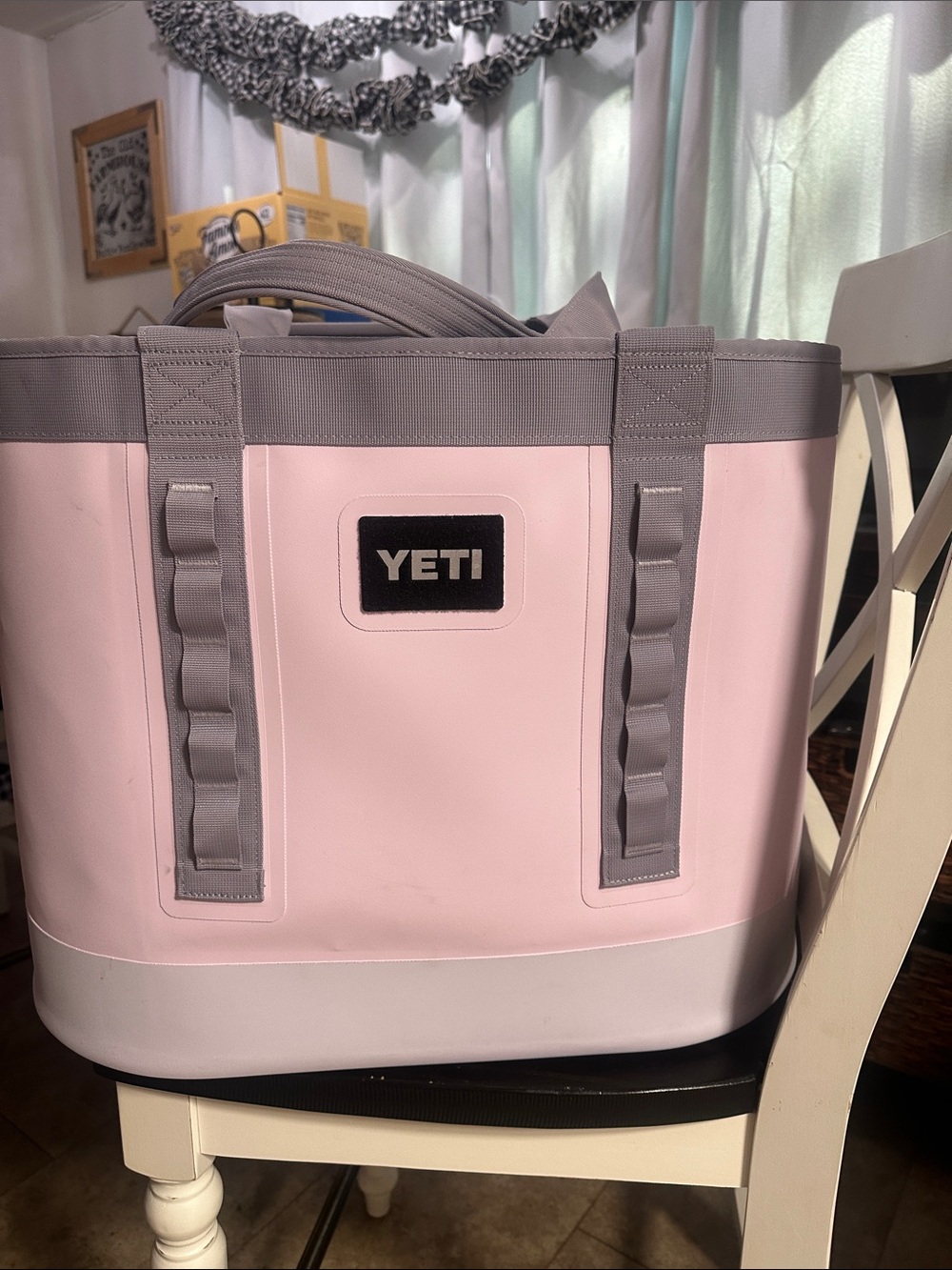 Yeti Pink and Gray Insulated Tote Bag